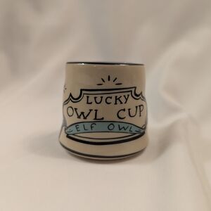 Lucky Owl Cup Ceramic Xs Mug - Cream with Light Blue